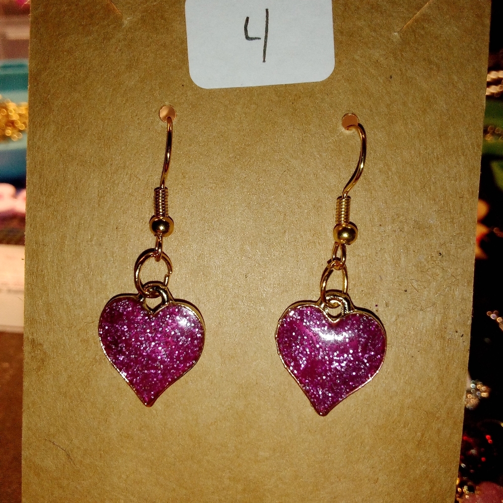 Cute purple heart earrings